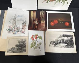 Lot # : 757 - Group small museum stone plate lithographs & offset prints
