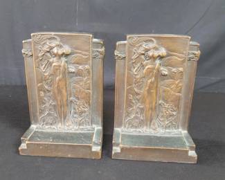 Lot # : 482 - Antique Pompeian N. Y. Bronze Co. bookends
