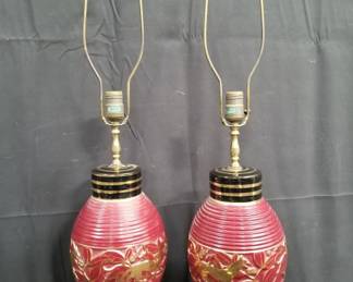 Lot # : 474 - Pair of vintage ceramic table lamps
