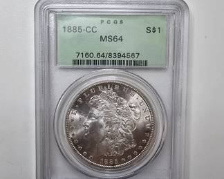 Lot # : 353 - 1885-CC graded Morgan US silver dollar coin PCGS
