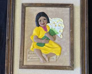 Lot # : 254z - Vintage framed raised art painting
