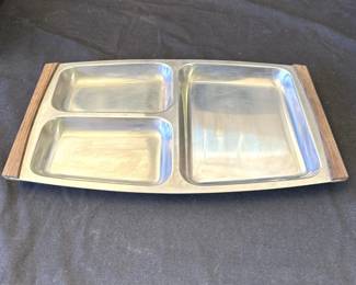Lot # : 344z - Vintage MCM Danish stainless steel serving tray
