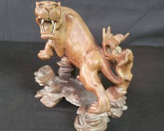 Lot # : 755 - Vintage Asian carved rosewood tiger sculpture
