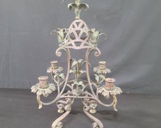 Lot # : 696 - Vintage wrought iron floral candelabra
