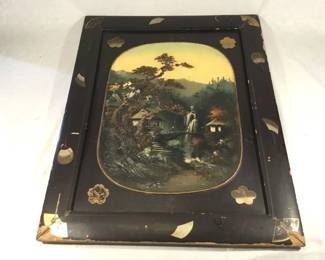 Lot # : 105f - Vintage Asian oil painting on wood
