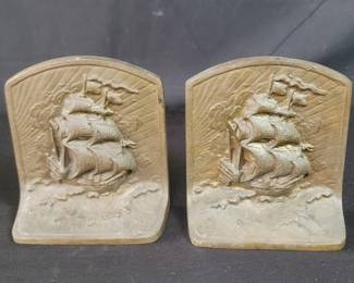 Lot # : 485 - Circa 1920's cast bronze ship bookends
