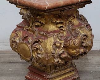 Lot # : 525 - Antique carved gilt wood table with marble top
