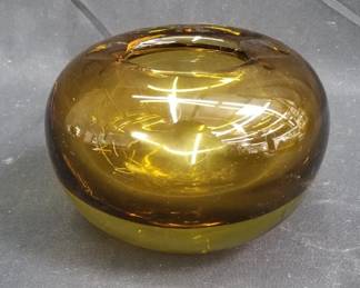 Lot # : 165 - Swedish signed hand blown amber glass ashtray
