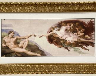 Lot # : 655v - Framed Michelangelo "The Creation of Adam" print
