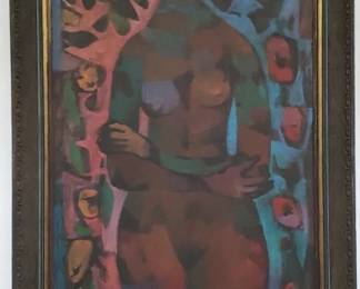 Lot # : 72 - Vintage nude oil painting on board

