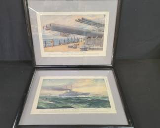 Lot # : 475 - Pair of vintage Naval prints
