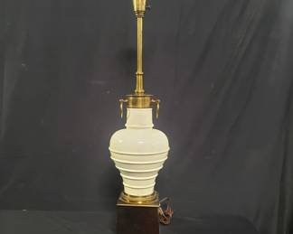Lot # : 573 - Lenox porcelain vase and brass table lamp
