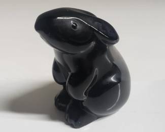 Lot # : 270 - Baccarat (France) black glass rabbit
