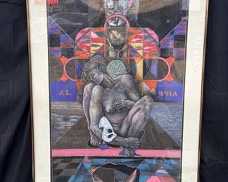 Lot # : 487 - Framed signed pastel on paper M. Kowalski
