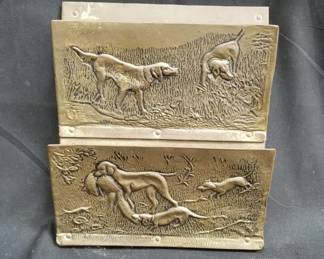 Lot # : 164 - Vintage embossed brass hunting scene letter
