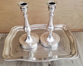 Lot # : 302s - Antique European Judaica silver plate Sabbath
