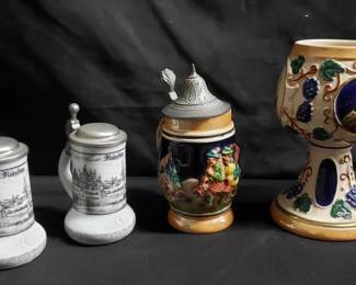 Lot # : 654 - Altenkunstadt German porcelain steins #1537 with pewter lids