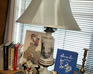 MATCHING PAIR OF THESE CERAMIC SILK SHADE LAMPS