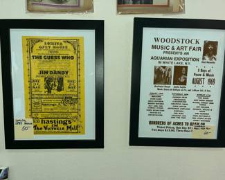 LEFT: LOMITA OPRY HOUSE CONCERT POSTER - SIGNED BY JIM DANDY. RIGHT: WOODSTOCK POSTER (REPOP)