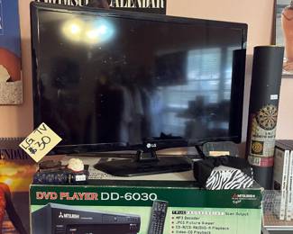 SMALLER LG TV AND A MITSUBISHI DVD PLAYER IN BOX
