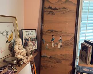 ONE OF 3 ASIAN PRINT PANELS