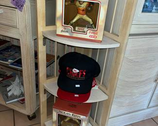NOLAN RYAN FIGURES AND KC CHIEFS HATS