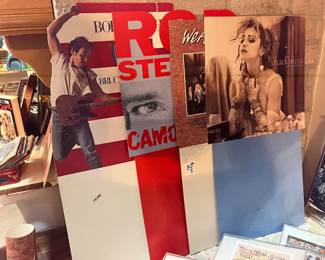 STORE ALBUM BIN STAND-UPS - SPRINGSTEEN, MADONNA, ROD STEWART, WE ARE THE WORLD