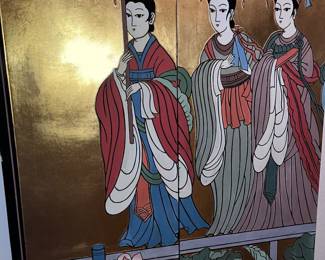 WONDERFUL 4 PANEL ASIAN ETCHING