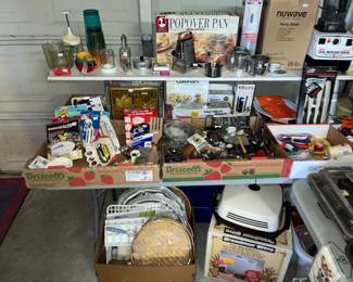 TABLES FULL OF KITCHENWAREN & SMALL APPLIANCES