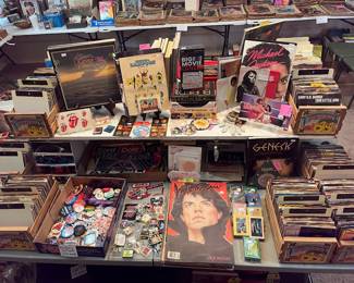 Memorabilia of every type: from buttons to books, LP's to CD's, Displays & posters!