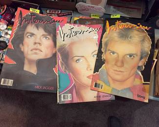 SEVERAL 1980'S ANDY WARHOL'S "INTERVIEW" MAGAZINES! LARGE FORMAT LIMITED PUBLICATION KNOWN FOR THE COVER ART.
