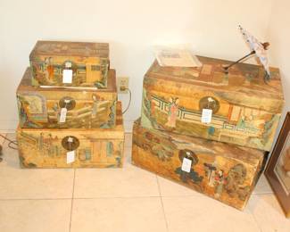 Hand Painted pigskin Trunks