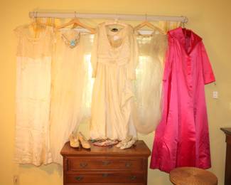 Silk Nightgown, Wedding Dress and Veils, Shoes and an unbelievable Opera Coat