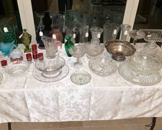 Crystal, imperial, gorgeous square Fostoria cake, plate, etc. One of the candy dishes is from 1904, gorgeous!