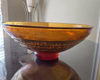 Etched and cut glass bowl.