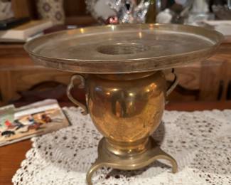 very unusual Japanese brass ikebana vase / incense burner