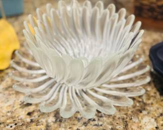 Floral Motif Glass Bowls and Platter