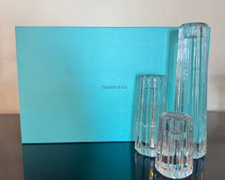 Tiffany & Co. Crystal Set of 3 Candlesticks