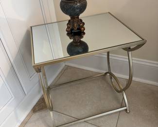 Mirror Top Metal Side Table