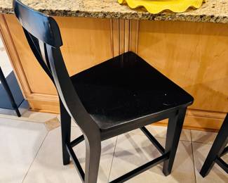 Pair of Black Wood Bar Height Stools
