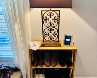 Metal Table Lamp, Needlepoing Handkerchiefs 