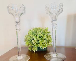 Rogaska Crystal Pair Candle Holders