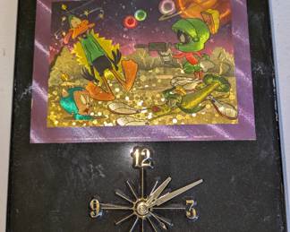 Vintage Looney Tunes Marvin Martian Daffy Duck foil wall clock