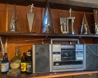 Cool vintage trophies and radio