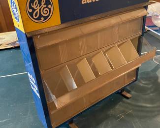 Vintage GE Auto Lamp Bulbs Light Bulb Display Cabinet Rack