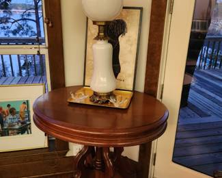 Antique Table and lamp 
2 signed Daum France bowls