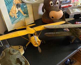 We brought these great planes in from the garage. They look like they’ve been hanging from the ceiling for years! They were dusty as all get out, but they are in terrific shape. And there’s good old Bullwinkle and rocky in the back.