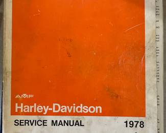 Alongside the Harley parts and accessories here is a service manual from 1978!