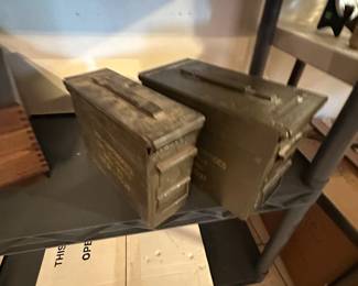 Here, the ammo boxes, metal, and marked with the caliber!