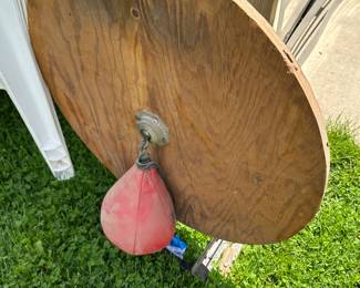 Here’s a great old punching bag set up!